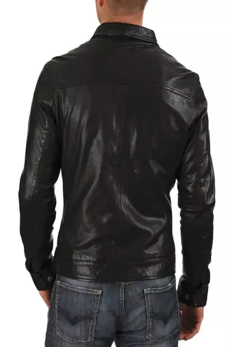 men's black lambskin leather jacket classic zip up style premium timeless