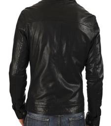 Men's black genuine lambskin leather jacket modern fashion outfit leather jacket-l131