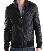 men's black lambskin leather jacket classic zip up style premium luxury
