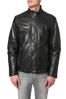 men's black lambskin leather jacket classic zip up style premium deluxe 2