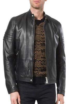 men's black lambskin leather jacket classic zip up style premium elite 2