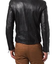 Men's genuine lambskin leather motorcycle slim fit designer men biker jacket-l136