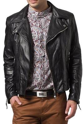 men's genuine lambskin leather biker jacket classic moto zip style premium 1