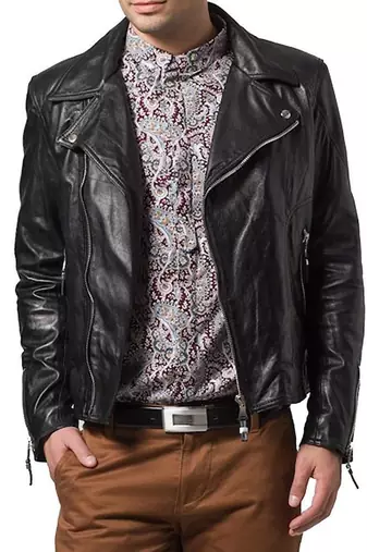 Men's genuine lambskin leather motorcycle slim fit designer men biker jacket-l136