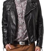 Men's genuine lambskin leather motorcycle slim fit designer men biker jacket-l136