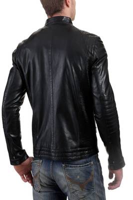 men's black lambskin leather biker jacket classic moto zip style exclusive 2