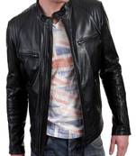 men's black lambskin leather biker jacket classic moto zip style exclusive
