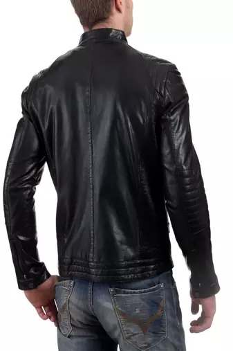 men's black lambskin leather biker jacket classic moto zip style exclusive