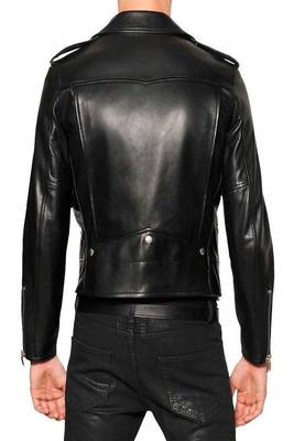 men's black lambskin leather biker jacket classic moto zip style modern 2