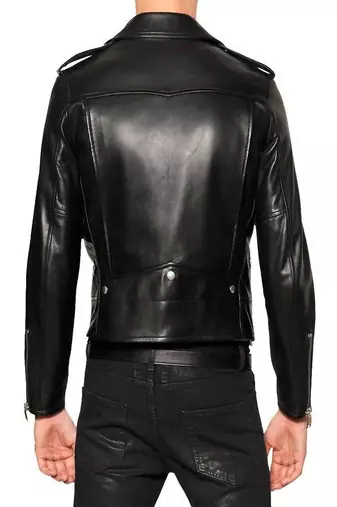 men's black lambskin leather biker jacket classic moto zip style modern