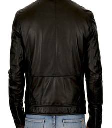 Men's black genuine lambskin leather motorcycle jacket slim fit designer men biker jacket-l140