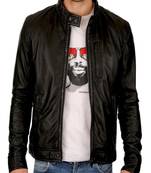 men's black lambskin leather biker jacket classic moto zip style authentic