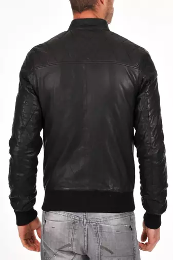 men's black lambskin leather biker jacket classic moto zip style genuine
