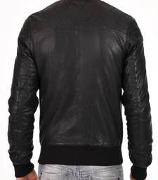 Men's black genuine lambskin leather motorcycle jacket slim fit designer men biker jacket-l141