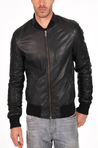 men's black lambskin leather biker jacket classic moto zip style genuine