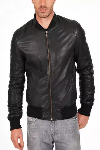 Men's black genuine lambskin leather motorcycle jacket slim fit designer men biker jacket-l141