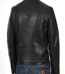 Men's black genuine lambskin leather motorcycle jacket slim fit designer men biker jacket-l143