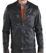 men's black lambskin leather biker jacket classic moto zip style elegant
