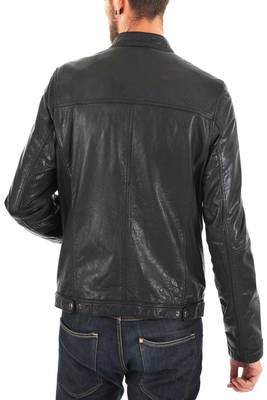 men's black lambskin leather biker jacket classic moto zip style sophisticated 2