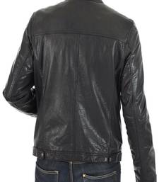 Men's black genuine lambskin leather motorcycle jacket slim fit designer men biker jacket-l145