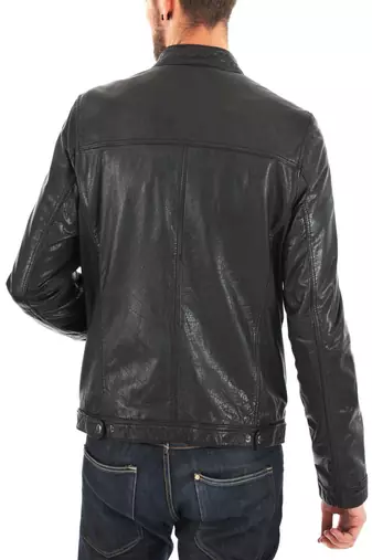 men's black lambskin leather biker jacket classic moto zip style sophisticated