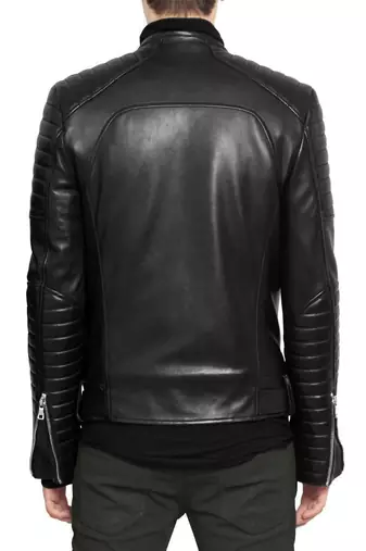 men's black lambskin leather biker jacket classic moto zip style classic