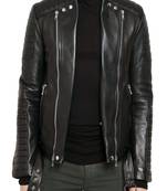 men's black lambskin leather biker jacket classic moto zip style classic