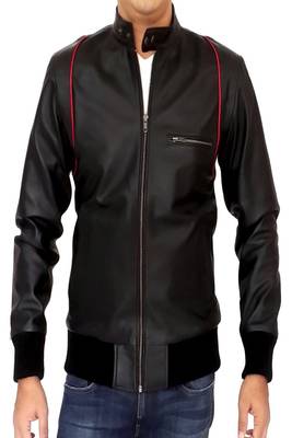 men's black lambskin leather biker jacket classic moto zip style versatile 1