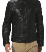Men's black genuine lambskin leather motorcycle jacket slim fit designer men biker jacket-l148