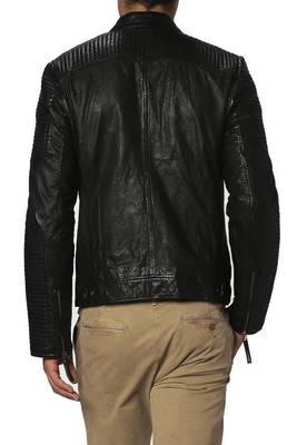 men's black lambskin leather biker jacket classic moto zip style timeless 2