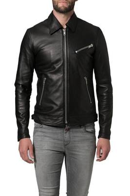 men's black lambskin leather biker jacket classic moto zip style luxury 1