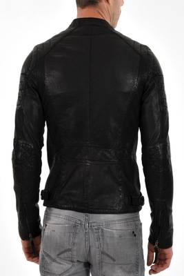 men's black lambskin leather biker jacket classic moto zip style elite 2