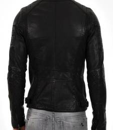 Men's black genuine lambskin leather motorcycle jacket slim fit designer men biker jacket-l152
