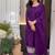 Purple embroidered viscose chinnon silk stitched kurta pant dupatta set