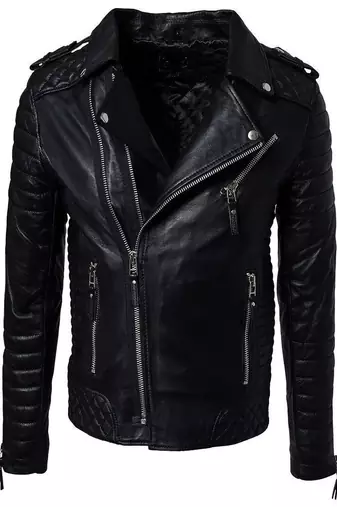 Men's black genuine lambskin leather motorcycle jacket slim fit designer men biker jacket-l154