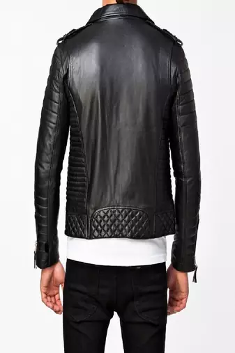 men's black lambskin leather biker jacket classic moto zip style select