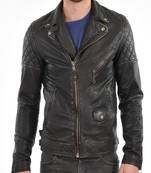 men's black lambskin leather biker jacket classic moto zip style unique
