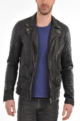 men's black lambskin leather biker jacket classic moto zip style unique 2