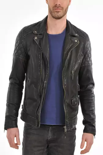 men's black lambskin leather biker jacket classic moto zip style unique