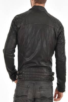 men's black lambskin leather biker jacket classic moto zip style unique 3