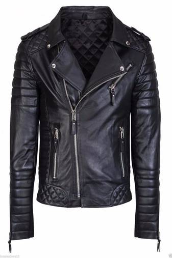 men's black lambskin leather biker jacket classic moto zip style special