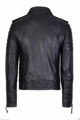 men's black lambskin leather biker jacket classic moto zip style special 2