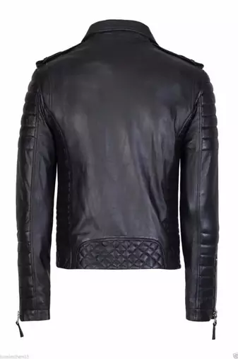 men's black lambskin leather biker jacket classic moto zip style special