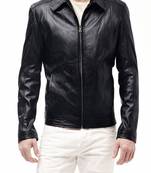 Men's black genuine lambskin leather motorcycle jacket slim fit designer men biker jacket-l162