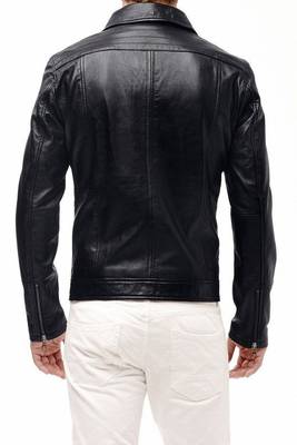 men's black lambskin leather biker jacket classic moto zip style high quality 2