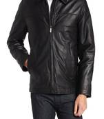 men's black lambskin leather biker jacket classic moto zip style top grade