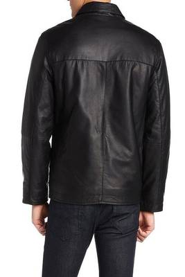 men's black lambskin leather biker jacket classic moto zip style top grade 2