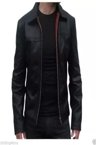 Men's black genuine lambskin leather motorcycle jacket slim fit designer men biker jacket-l165