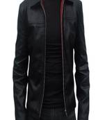 Men's black genuine lambskin leather motorcycle jacket slim fit designer men biker jacket-l165