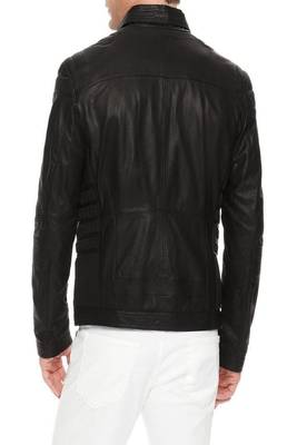 men's black lambskin leather biker jacket classic moto zip style pro 2